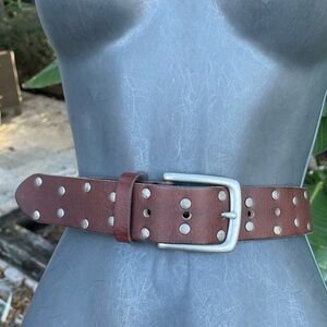 Lucky brand, double silver Gromit brown leather belt